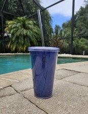 Double-Wall Acrylic Tumbler with Straw and Silicone Flower Straw Topper, Colorful Floral Print, ~24oz — listing 6