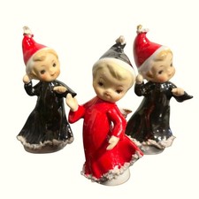Pair of Mid-Century Green Pixie Elf Ceramic Figurines — listing 2