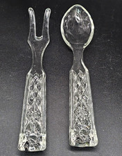 Pressed Glass Salad / Serving Spoon with Fluted Handle — listing 4