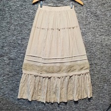 Boho Floral Tiered Button-Front Maxi Skirt with Drawstring Waist — listing 5
