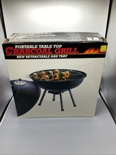 Vintage Tabletop Charcoal Grill with Enamel Bowl and Chrome Cooking Grate — listing 4