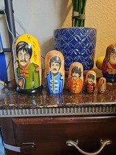 Beatles Hand-Painted Russian Matryoshka Nesting Doll Set of 5 (Lennon, McCartney, Harrison, Starr, Guitar) — listing 3