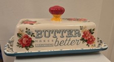 The Pioneer Woman Vintage Floral Stoneware Covered Butter Dish — listing 5