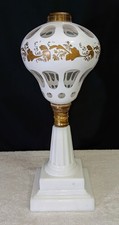 Antique Clear Glass Kerosene Oil Lamp with Pressed Pattern Base and Chimney — listing 5