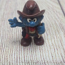 Vintage Cowboy Smurf and Cowgirl Smurfette PVC Figurines (Pair) — listing 2