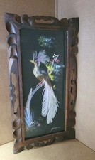 Hand-Carved Wooden Feather Wall Art Sculpture with Cedar Bark Wrapped Stem, Beaded Fringe, Signed, Native American / Northwest Coast Style — listing 6