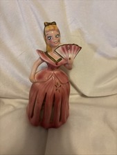 Vintage 1950s Ceramic Lady Figural Napkin Holder with Green Ivy Skirt — listing 6