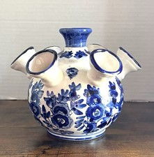 Delft Blue Hand-Painted Floral Vase, Ceramic Clog, and Ewer/Pitcher Collection — listing 5