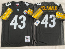 Pittsburgh Steelers Troy Polamalu #43 Replica Football Jersey, Black NFL Team Apparel — listing 3