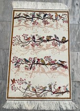 Fine Hand-Knotted Silk Pictorial Mat with Bird-and-Blossom Design — listing 5