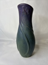Van Briggle Pottery Turquoise Ming Vase with Embossed Floral Design — listing 6