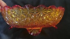 Amberina Daisy & Button Square Sauce Dish / Small Bowl, Red/Yellow, 2 inch — listing 2