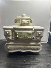 Vintage Ceramic Cookie Jar with Gingerbread Man Motif and Blue Finial Lid — listing 4
