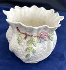 Belleek Irish Parian China Cachepot with Applied Flowers, Carlingford Pattern — listing 2