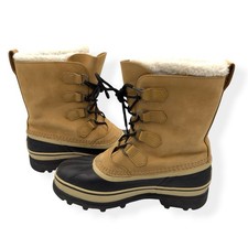 Vintage Sorel Caribou Winter Pac Boots, Tan Leather & Black Rubber, Removable Wool Liner, Made in Canada, Size 7 — listing 6