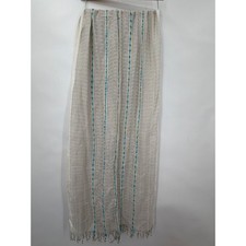 Woven Viscose Striped Fringe Scarf with Textured Nubby Threads — listing 4