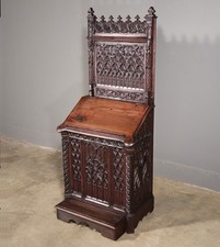 Pair of Antique French Prie-Dieu Prayer Chairs with Rush Seats — listing 4