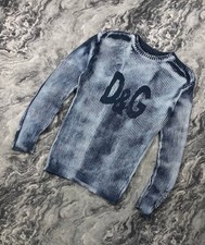 Dolce & Gabbana Black Pointelle Knit Short-Sleeve Henley Top with Blue Glitter Logo, Size 42 (IT) — listing 3