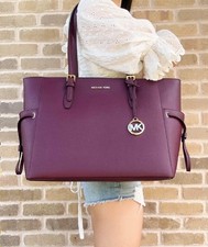 Michael Kors Gilly Large Drawstring Top Zip Travel Tote, Bright White Signature — listing 2