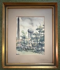 Original Oil Painting Pastoral Landscape with Windmill Bridge Signed Meyer '69 — listing 2