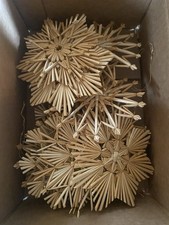 Handwoven Coiled Straw Star-Shaped Basket with Raffia Floral Decoration