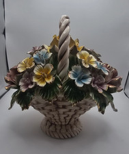 Capodimonte-Style Ceramic Floral Basket with Applied Roses and Ribbon Handle — listing 2