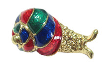 Vintage Gold-Tone Figural Snail Brooch with Real Shell Body and Faux Pearl Accent — listing 5