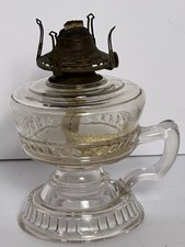 Vintage Pressed Glass Finger Oil Lamp with Hurricane Chimney — listing 3