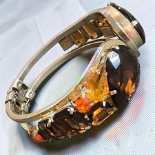 Wide Pavé Rhinestone Scrollwork Statement Bracelet, Silver-Tone — listing 5