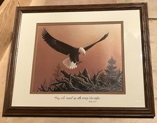Framed Bald Eagle Lithograph Print Signed Fenske — listing 4
