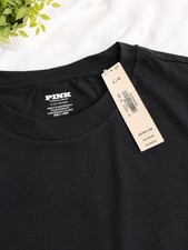 Victoria's Secret PINK Navy Blue Sequin Bling Pocket Tee, Size L