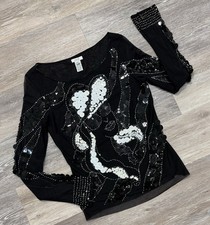 Sheer Black Mesh Short-Sleeve Dress with Red Sequin Lips Patch — listing 3
