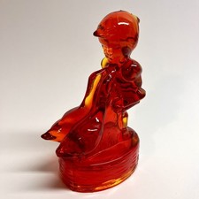 Girl with Two Geese Amberina Red Glass Figurine, 8 inches — listing 4