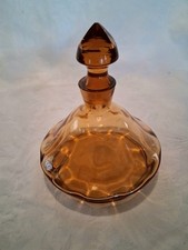 Hand-Blown Art Glass Decanter Vase with Amber Swirl Base — listing 4