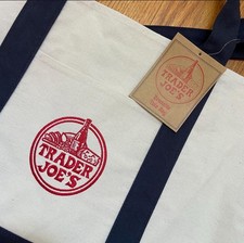 Trader Joe's Black Canvas Tote Bag with Embroidered Logo — listing 6