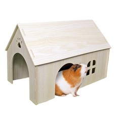Handcrafted Wooden Small Pet House Hideout with Faux Plant Window Boxes — listing 2
