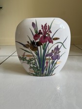 Japanese Baluster-Form Porcelain Vase with Hand-Painted Iris and Floral Decoration — listing 4