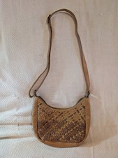 Day & Mood Distressed Leather Handbag with Woven Handle — listing 3