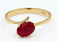 Men's 10K Gold Synthetic Ruby Emerald-Cut Ring (Band Cut) — listing 5