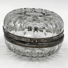 Small Cut Glass Trinket Bowl with Scalloped Rim, Diamond and Fan Pattern
