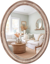 Vintage Oval Wall Mirror with Wooden Frame — listing 2
