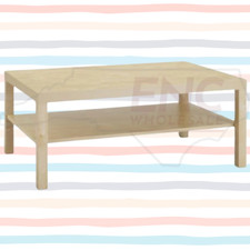 IKEA Lack Red Side Table with Two Pine Children's Stools