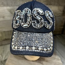 Denim Rhinestone 'BOSS' Bling Baseball Cap — listing 2