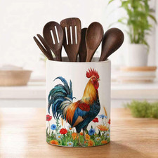 Farmhouse Ceramic Crock / Utensil Holder with Stacked Farm Animals Motif — listing 4