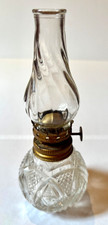 Vintage Pressed Glass Finger Oil Lamp with Hurricane Chimney
