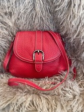 Talbots Navy Pebbled Leather Crossbody Flap Bag with Brown Trim and Chain Strap