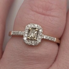 White Gold Halo Engagement Ring with Champagne/Cognac Center Stone and Diamond Accents — listing 4