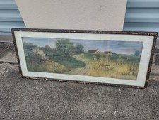 Antique Tonalist Landscape Watercolor of a Marsh at Dusk, Signed, in Gilt Frame