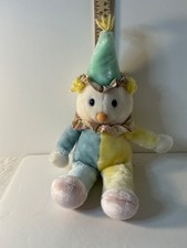 Vintage Plush Clown Stuffed Toy with Blue & Yellow Jester Hat and Satin Ruffle Collar — listing 2