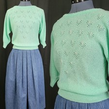 Vintage Nicole San Francisco Ribbed Knit Sweater, Light Blue — listing 6